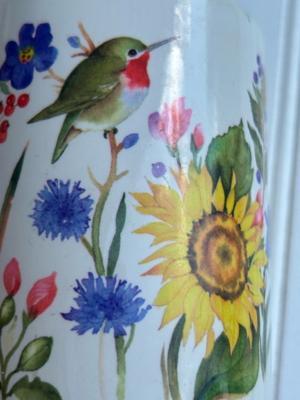 Vintage Mugs Valarie Pfeiffer Floral Bird Ceramic Coffee Cups Cottagecore  2 - Picture 7 of 10
